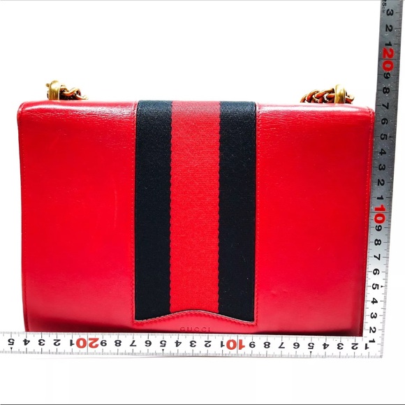 Authentic limited Edition GUCCI Red Leather Web Peony Eye Chain Shoulder Bag - Picture 15 of 17